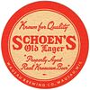 1940 Schoen's Old Lager Beer 4Â¼ inch coaster WI-WAU-4 Wausau, Wisconsin