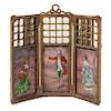 * A French Mirrored and Enameled Three Panel Table Screen Height overall 9 x width 9 3/4 inches.