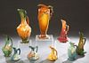 Group of Nine Pieces of Roseville Pottery, consisting of 174-1, Clematis Ewer; a 17 Clematis Ewer; 23-10, Zephyr Lily Ewer; 24-15 Zephyr Lily Ewer; 7-