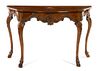 A Louis XV Style Walnut Console Table Height 30 x width 48 x depth 17 inches.