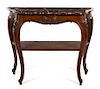 * A French Provincial Oak Console Table Height 39 1/2 x width 49 x depth 18 1/4 inches.