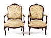 Two Louis XV Style Fauteuils Height 38 3/4 inches.