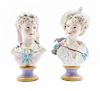 * A Pair of Continental Bisque Porcelain Busts Height 15 inches.