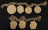 Two 18K Yellow Gold Link Bracelets, one with three 14K profiles of children, L.- 7 3/8 in., Wt.- .68 Troy Oz; the other with one a 14K profile of a gi