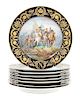 * A Set of Eight Sevres Porcelain Napoleonic Plates Diameter 9 1/2 inches.