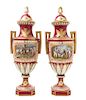 A Pair of Sevres Porcelain Covered Vases Height 18 inches.