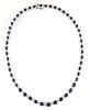 14K White Gold Link Necklace, each of the 50 oval links with a graduated oval blue sapphire atop a border of round diamonds, total sapphire wt.- 30.41