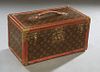 Vintage Louis Vuitton Hard Train Case, Serial # 937514, with a fitted leather interior, H.- 8 1/4 in., W.- 16 in., D.- 9 in.