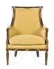 * A Directoire Style Painted and Parcel Gilt Bergere Height 41 inches.