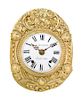 * A French Brass Wag-on-the-Wall Clock Height overall 56 inches.