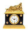 * A French Gilt Bronze Figural Table Clock Width 6 inches.