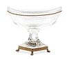 A Gilt Metal Mounted Cut Glass Bowl Height 8 x width 9 inches.