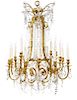 * A French Gilt Bronze Sixteen-Light Chandelier Height 37 inches.