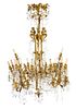 A Neoclassical Gilt Bronze Thirty-Two-Light Chandelier Height 54 x diameter 39 1/2 inches.