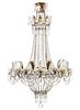 A French Gilt Metal and Glass Eight-Light Chandelier Height 48 inches.