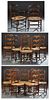Unusual Set of Fifteen French Provincial Carved Walnut Rush Seat Dining Chairs, early 20th c., consisting of thirteen side chairs and two fauteuils, t