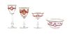 * A Set of Continental Etched Glass Stemware Height of tallest 7 inches.