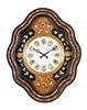 * A Victorian Mother-of-Pearl Inlaid Wall Clock Height 24 1/4 inches.