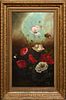 Continental School, "Still Life of Poppies," 19th c., oil on canvas, unsigned, presented in a gilt frame, H.- 26 5/8 in., W.- 14 1/2 in., Framed H.- 3