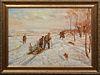 Willem Helfferich, "Winter Landscape," 20th c., oil on board, signed lower right, H.- 14 7/8 in., W.- 21 1/4 in., Framed H.- 19 1/2 in., W.- 25 3/4 in