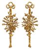 A Pair of Italian Giltwood Wall Ornaments Height 48 inches.