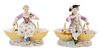 * A Pair of Meissen Porcelain Figural Double Salts Width 6 inches.