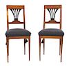 * A Pair of Biedermeier Side Chairs Height 37 x width 13 x depth 15 inches.