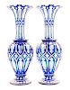 * A Pair of Bohemian Cut to Clear Vases Height 19 3/4 inches.