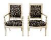 * A Pair of Neoclassical Painted Armchairs Height 37 inches.