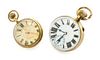 * Two Paperweight Table Clocks Diameter of larger 2 1/2 inches.
