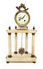 A Continental Brass and Marble Mantel Clock Height 18 1/2 inches.