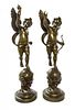 A Pair of Continental Gilt Metal Figures of Cupid Height 33 1/2 inches.