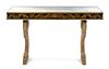 A Continental Mirrored Console Table Height 34 3/4 x width 59 1/2 x depth 14 1/2 inches.