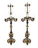 A Pair of Neoclassical Gilt and Patinated Bronze Six-Light Candelabra Height 42 inches.