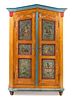 A Continental Painted Pine Armoire Height 73 1/2 x width 49 14 x depth 20 3/4 inches.