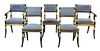 * A Set of Eight Regency Style Parcel Gilt and Ebonized Dining Chairs Height 36 inches.