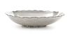 A Mexican Silver Center Piece Bowl, Maker's Mark JRC, Mid 20th Century, oval, with shaped rim applied with running scrolls, rais