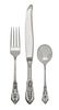 An American Silver Flatware Service, R. Wallace & Sons Mfg Co., Wallingford, CT, Rose Point pattern, comprising: 12 dinner forks