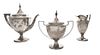 An American Assembled Silver Tea Set, Meriden & J.S. & Co., 20th Century, comprising a teapot, a covered sugar and a creamer, th
