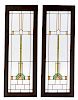 A Set of Six Leaded Glass Windows Largest: 49 x 18 1/2 inches.
