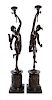 A Pair of Grand Tour Bronze Figures Height 34 inches.