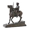 A French Bronze Equestrian Group Width 8 inches.