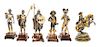 * A Collection of Italian Silvered and Gilt Bronze Figures Height of tallest 11 3/4 inches.