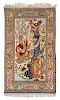 A Persian Pictorial Wool and Silk Rug 5 feet 10 inches x 3 feet 5 inches.