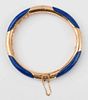 14K Yellow Gold Lapis Lazuli Bangle Bracelet