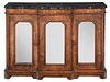 Burlwood Inlaid Mirrored Marble Top Console 
