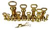 18 English Brass Weights and Scissor Snuffer