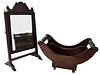 Georgian Mahogany Cheese Cradle and Chippendale Mirror