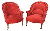 Pair Regency Style Tufted Upholstered Slipper Chairs