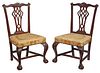 Pair Boston Chippendale Style Carved Mahogany Chairs